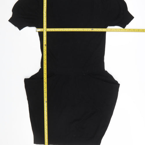 Warehouse Women Black Size 10 Short Sleeve Bodycon Dress