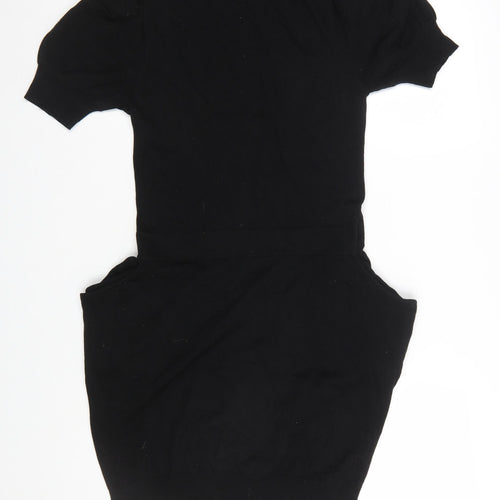 Warehouse Women Black Size 10 Short Sleeve Bodycon Dress