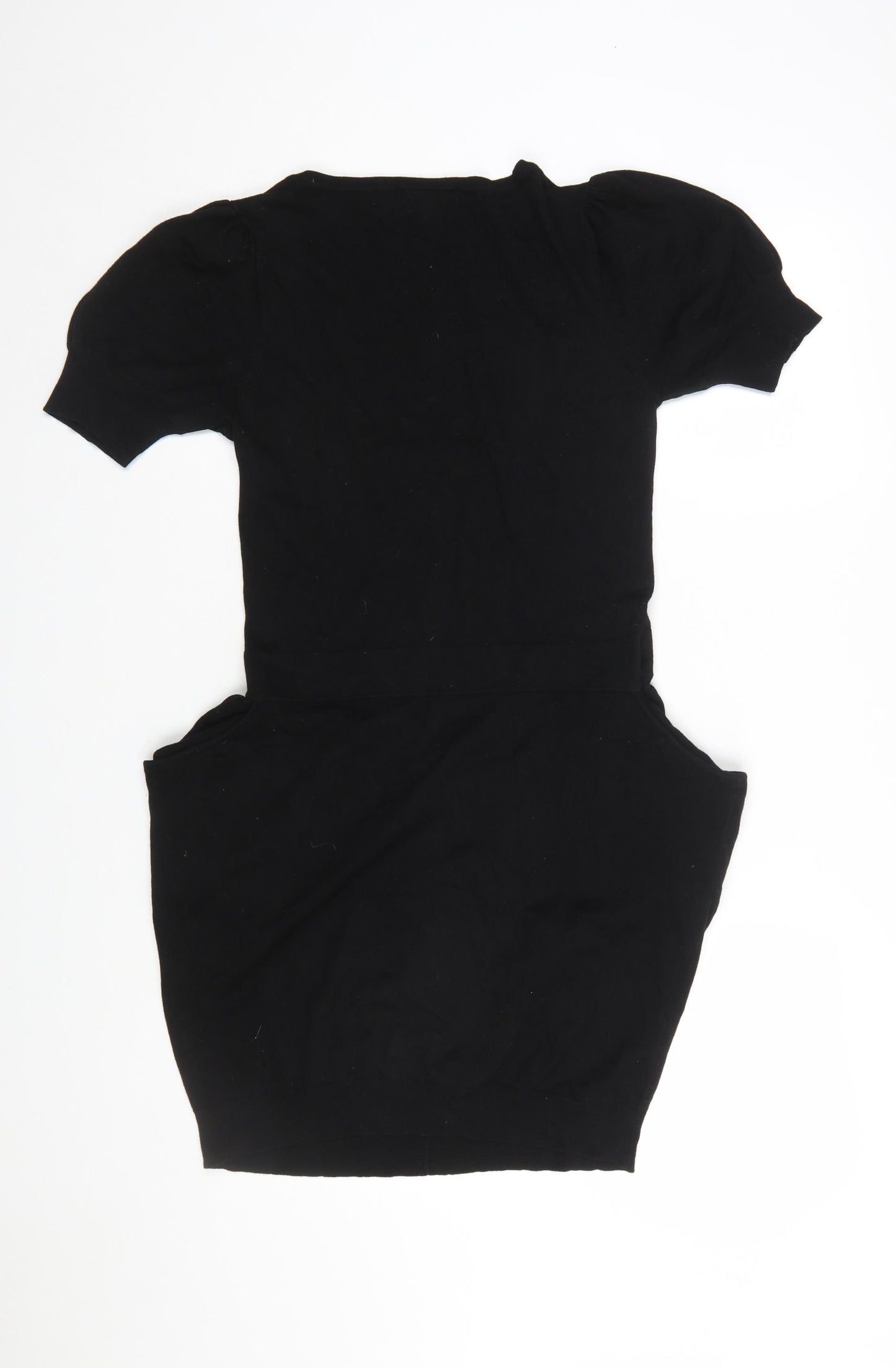 Warehouse Women Black Size 10 Short Sleeve Bodycon Dress