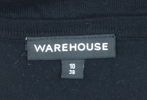 Warehouse Women Black Size 10 Short Sleeve Bodycon Dress