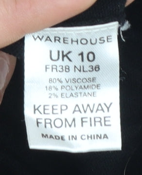 Warehouse Women Black Size 10 Short Sleeve Bodycon Dress