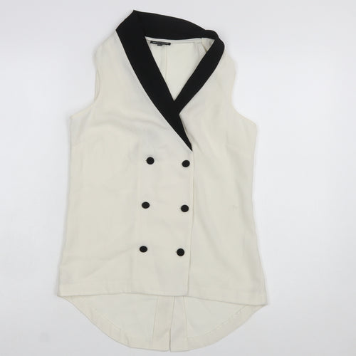 Warehouse Women's White Sleeveless Wrap Blouse Size 8
