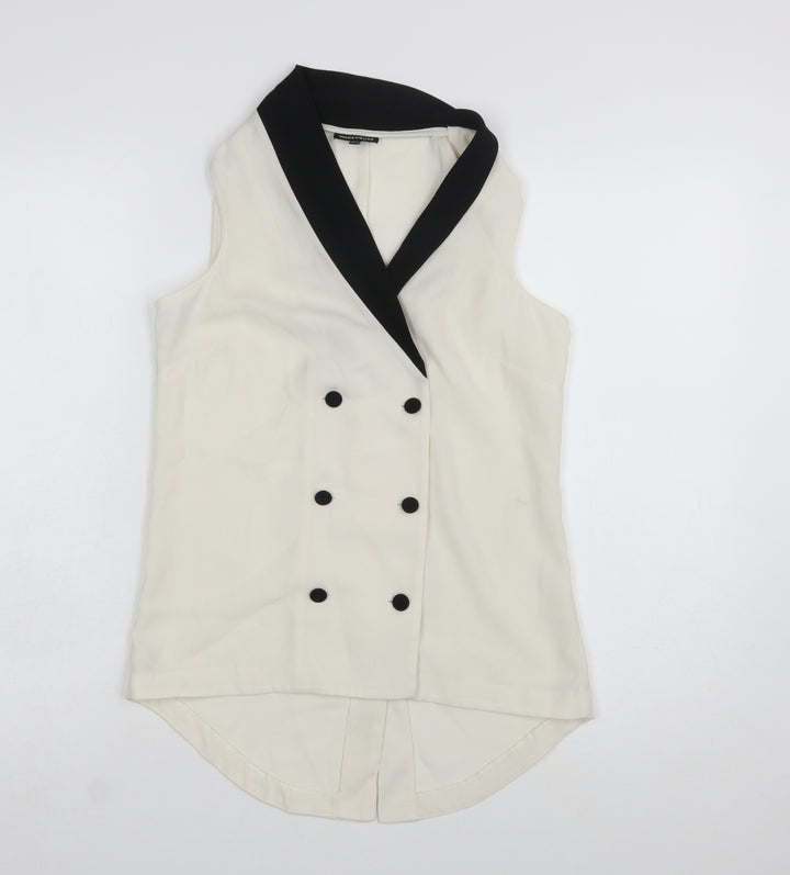 Warehouse Women's White Sleeveless Wrap Blouse Size 8