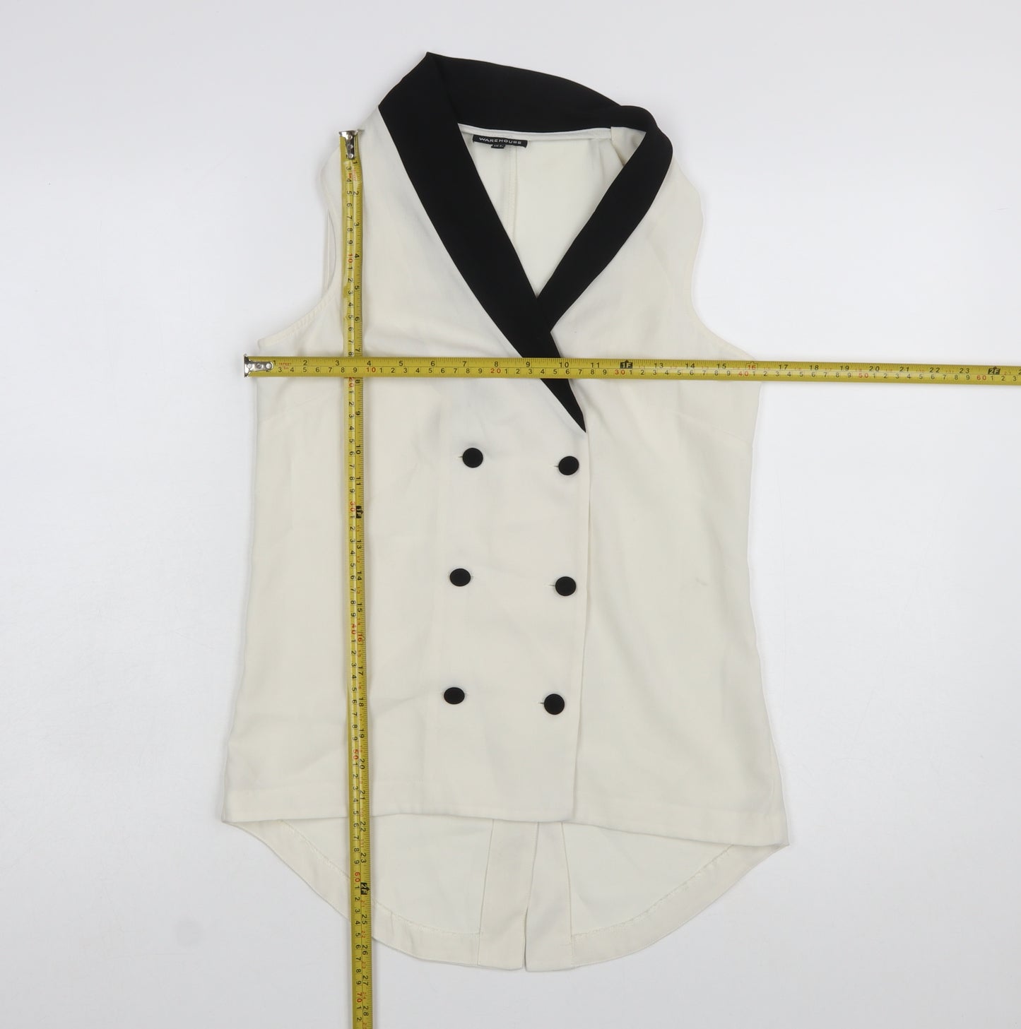 Warehouse Women's White Sleeveless Wrap Blouse Size 8