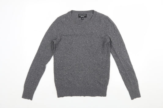 Banana Republic Women's Grey Beaded Merino Wool Crew Neck Jumper XS
