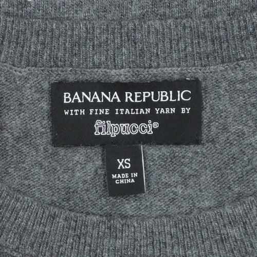 Banana Republic Women's Grey Beaded Merino Wool Crew Neck Jumper XS