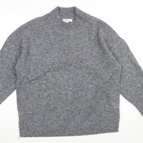 Marks and Spencer Womens Grey Mock Neck Knit Jumper Size L