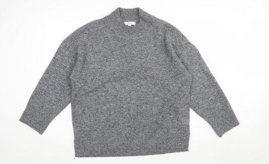 Marks and Spencer Womens Grey Mock Neck Knit Jumper Size L