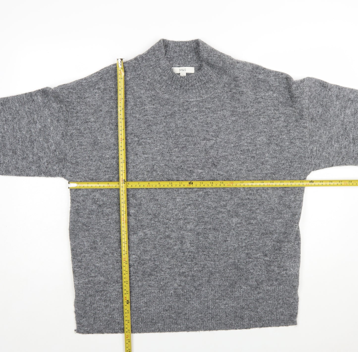 Marks and Spencer Womens Grey Mock Neck Knit Jumper Size L