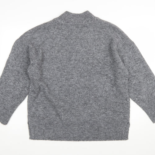 Marks and Spencer Womens Grey Mock Neck Knit Jumper Size L