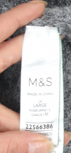 Marks and Spencer Womens Grey Mock Neck Knit Jumper Size L