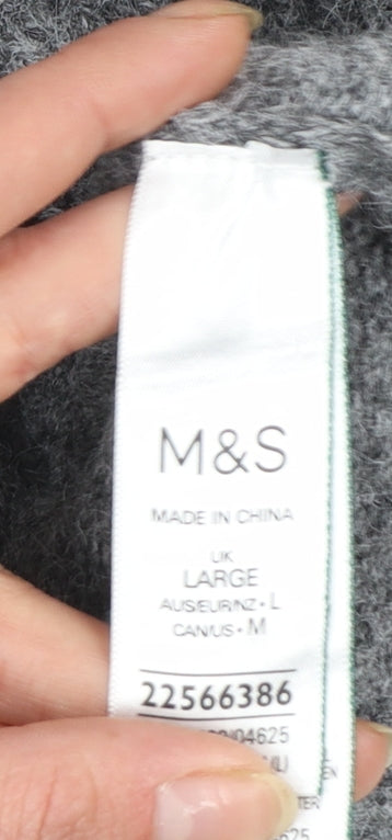 Marks and Spencer Womens Grey Mock Neck Knit Jumper Size L