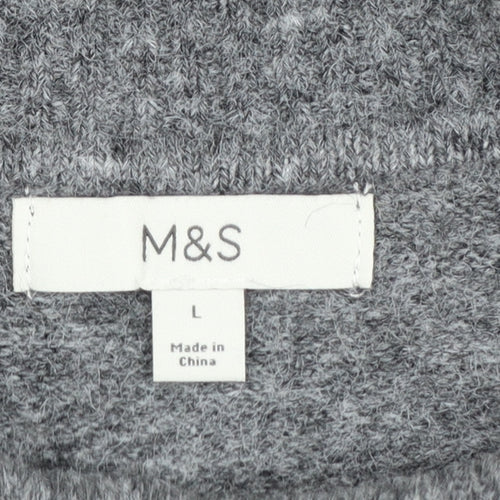 Marks and Spencer Womens Grey Mock Neck Knit Jumper Size L