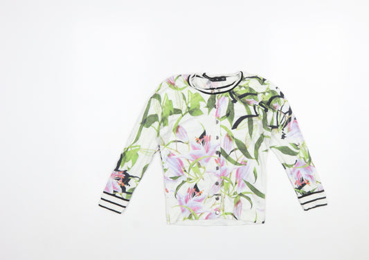Karen Millen Women's Multicoloured Floral XS Knit Cardigan