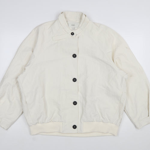 Marks and Spencer Women Ivory Cotton Button Jacket Size 12