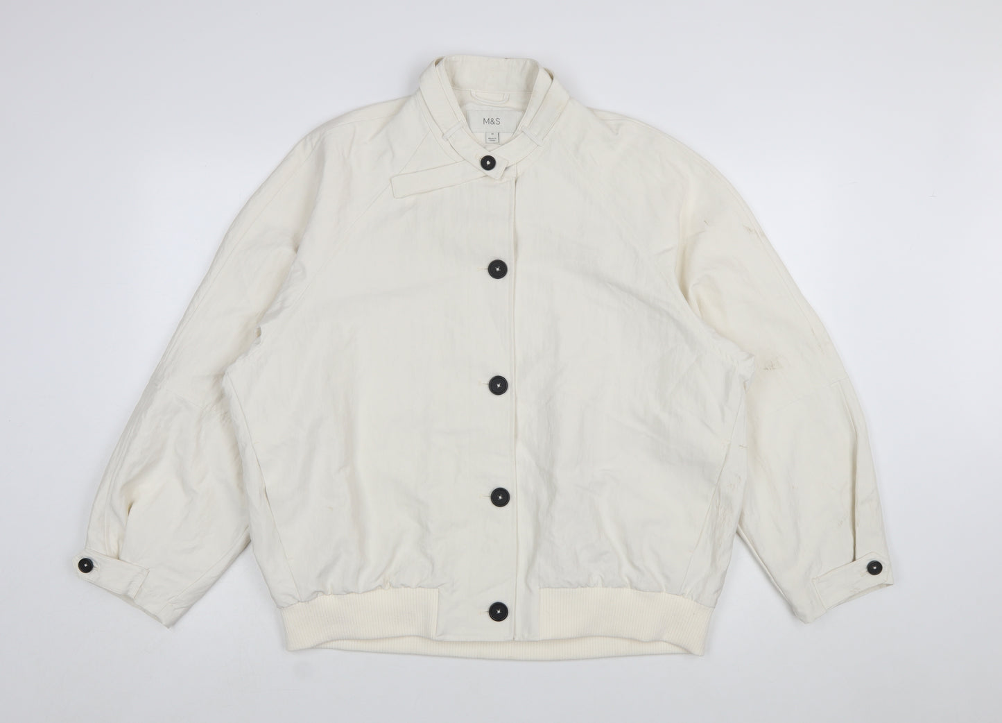 Marks and Spencer Women Ivory Cotton Button Jacket Size 12