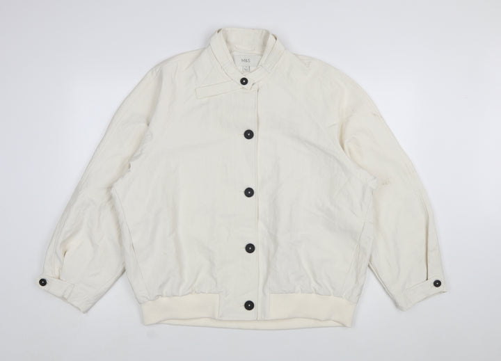 Marks and Spencer Women Ivory Cotton Button Jacket Size 12