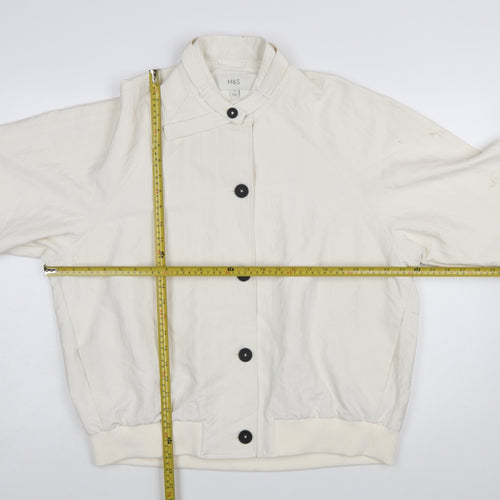 Marks and Spencer Women Ivory Cotton Button Jacket Size 12