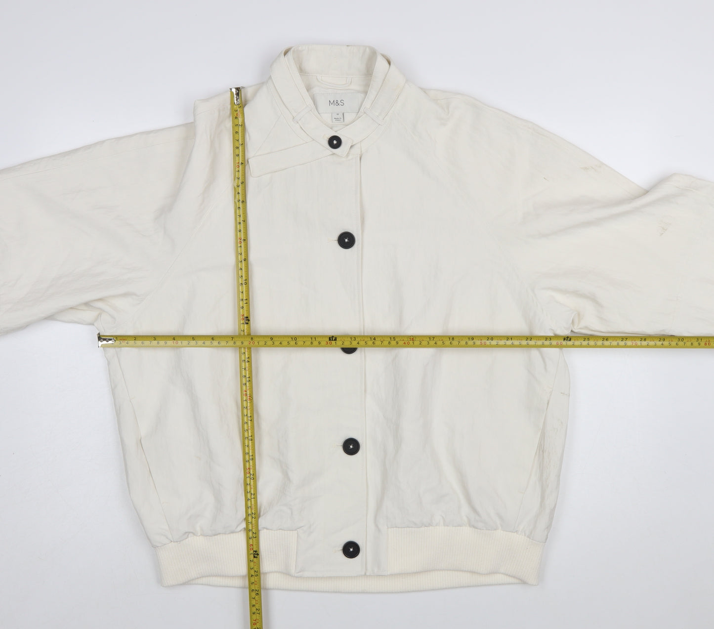 Marks and Spencer Women Ivory Cotton Button Jacket Size 12