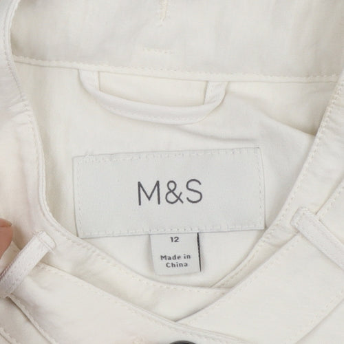 Marks and Spencer Women Ivory Cotton Button Jacket Size 12