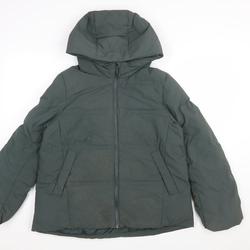 Uniqlo Women Green S Lightweight Down Puffer Jacket Hooded Windproof