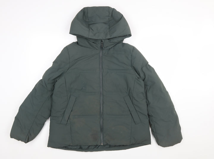 Uniqlo Women Green S Lightweight Down Puffer Jacket Hooded Windproof