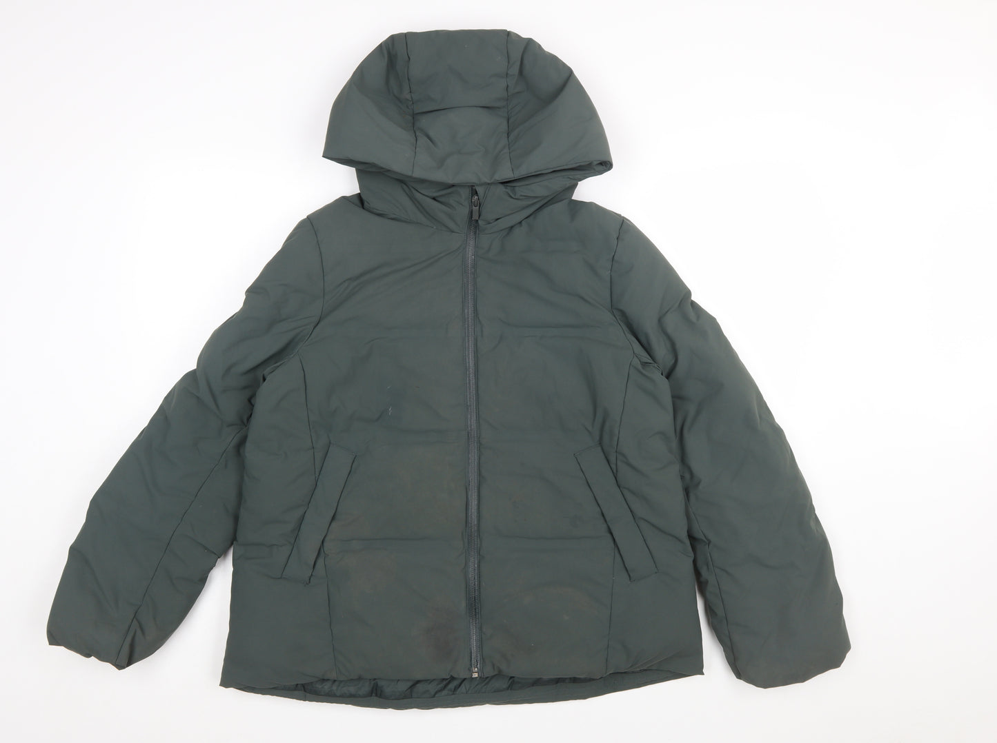 Uniqlo Women Green S Lightweight Down Puffer Jacket Hooded Windproof