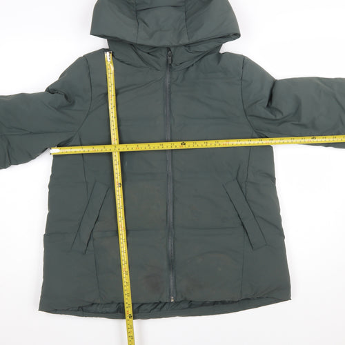 Uniqlo Women Green S Lightweight Down Puffer Jacket Hooded Windproof
