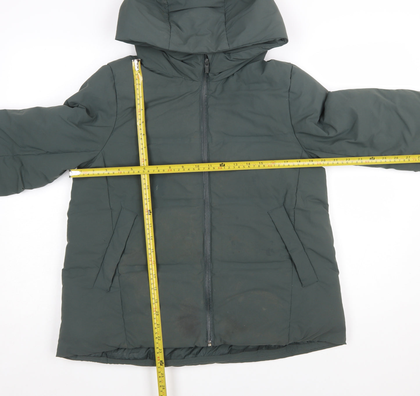 Uniqlo Women Green S Lightweight Down Puffer Jacket Hooded Windproof
