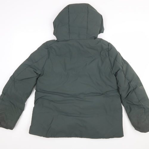 Uniqlo Women Green S Lightweight Down Puffer Jacket Hooded Windproof