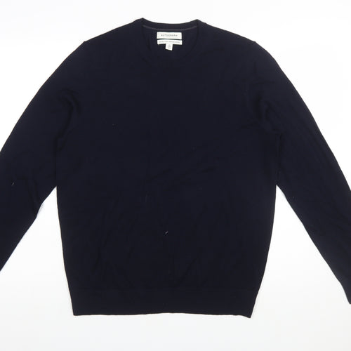 Marks and Spencer Mens Blue Merino Wool Crew Neck Jumper M