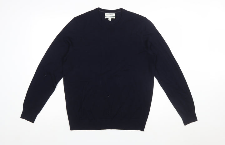 Marks and Spencer Mens Blue Merino Wool Crew Neck Jumper M