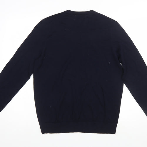 Marks and Spencer Mens Blue Merino Wool Crew Neck Jumper M