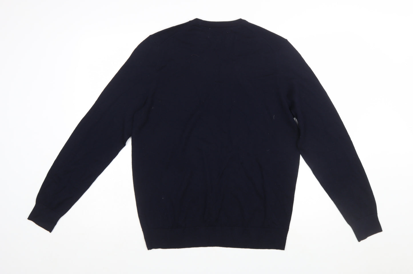 Marks and Spencer Mens Blue Merino Wool Crew Neck Jumper M