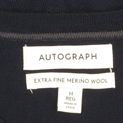 Marks and Spencer Mens Blue Merino Wool Crew Neck Jumper M