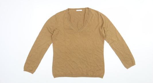 Sand White Women’s Beige V-Neck Cotton Jumper Size L