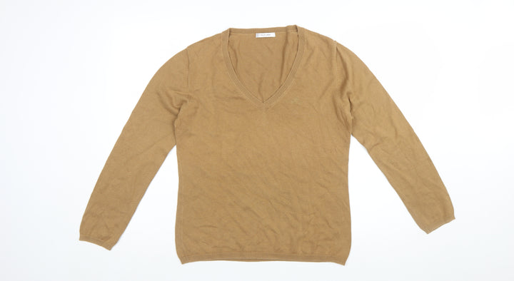 Sand White Women’s Beige V-Neck Cotton Jumper Size L