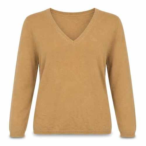 Sand White Women’s Beige V-Neck Cotton Jumper Size L