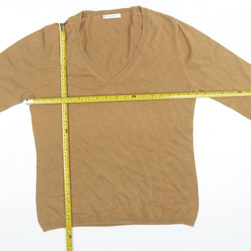 Sand White Women’s Beige V-Neck Cotton Jumper Size L