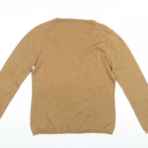 Sand White Women’s Beige V-Neck Cotton Jumper Size L