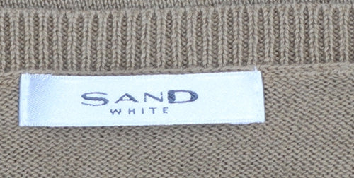 Sand White Women’s Beige V-Neck Cotton Jumper Size L