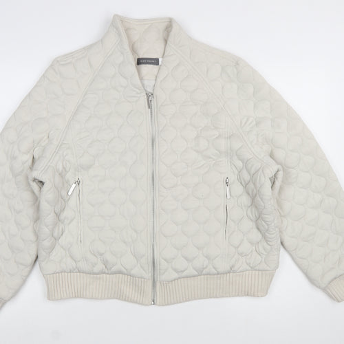 Mint Velvet Women's Beige Quilted Bomber Jacket Size L