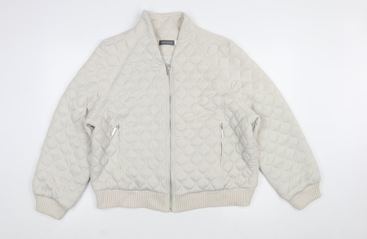 Mint Velvet Women's Beige Quilted Bomber Jacket Size L