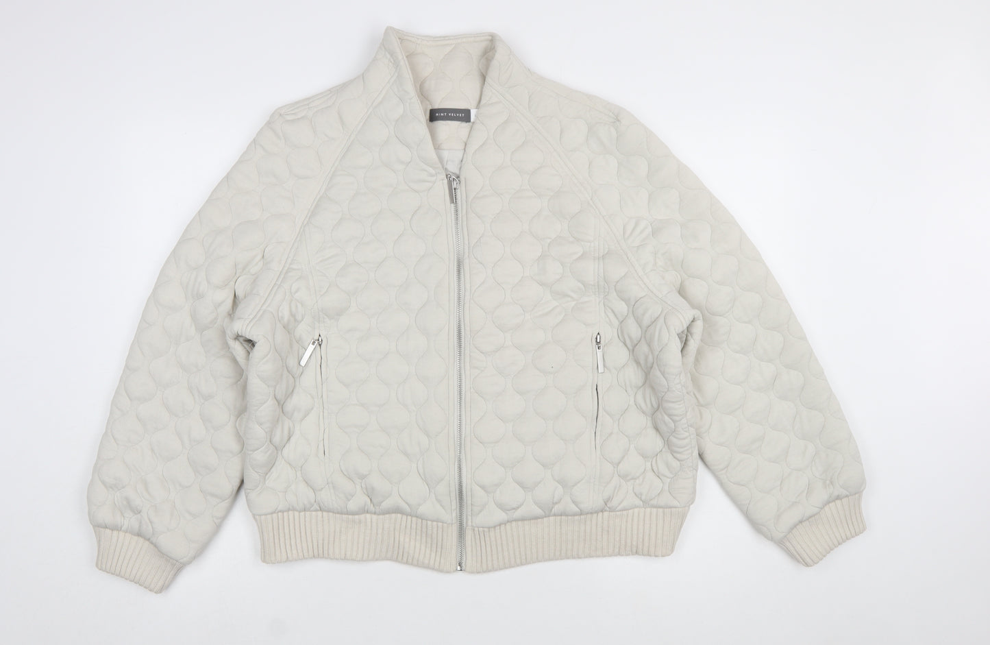 Mint Velvet Women's Beige Quilted Bomber Jacket Size L