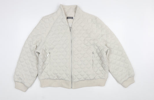 Mint Velvet Women's Beige Quilted Bomber Jacket Size L