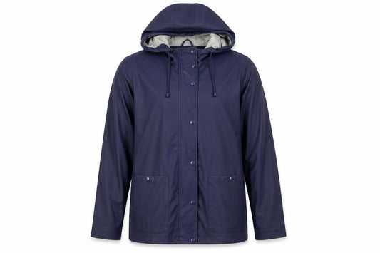 Front view of Firetrap Women's Blue Waterproof Hooded Rain Coat Jacket UK 8