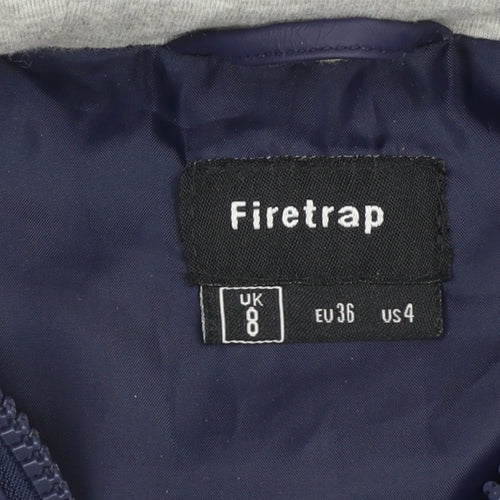 Firetrap Women's Blue Waterproof Hooded Rain Coat Jacket UK 8