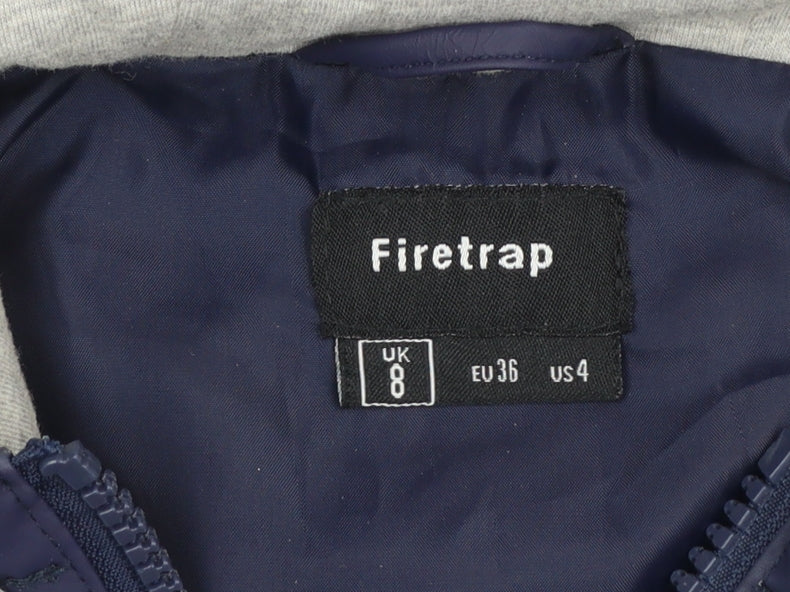 Firetrap Women's Blue Waterproof Hooded Rain Coat Jacket UK 8