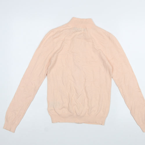 Brave Soul Women's Beige Full Zip Mock Neck Jumper S