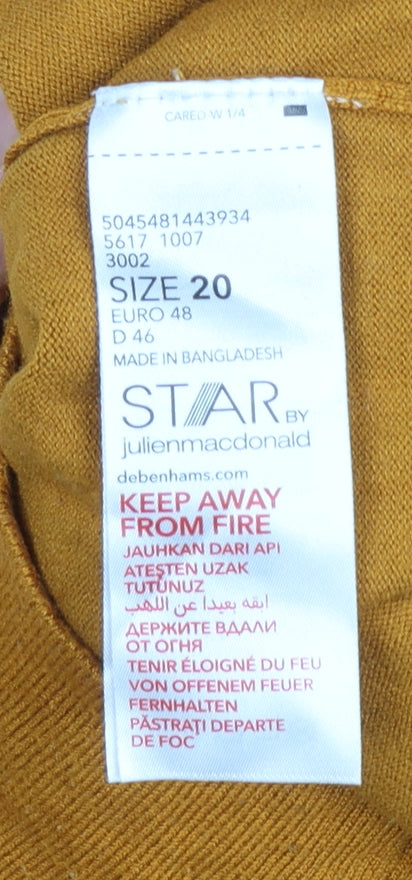 Star by Julien Macdonald Womens Orange Size 20 High Neck Button Jumper
